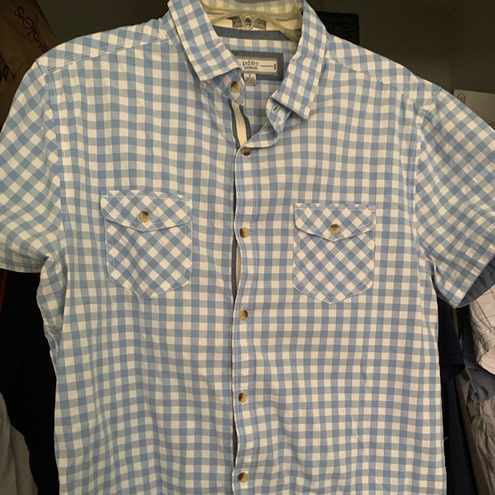 Mens Checkered Button Down Shirt Size L slim fit